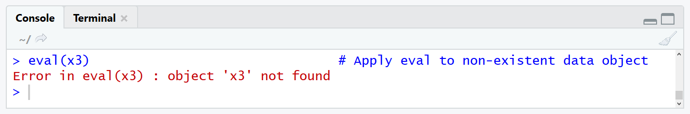r error in eval object not found