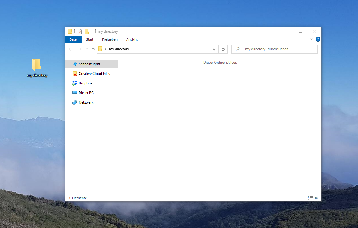 empty folder on computer desktop